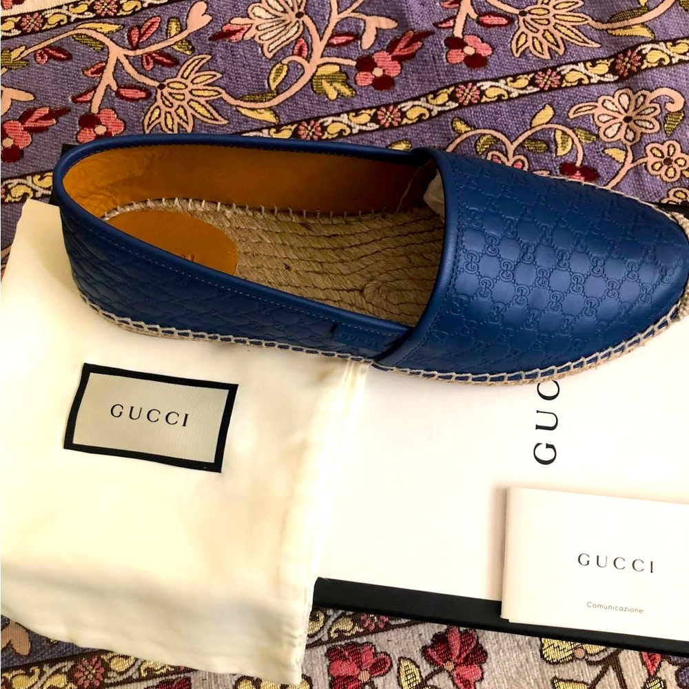 Gucci flats loafers blue size 100% authentic
